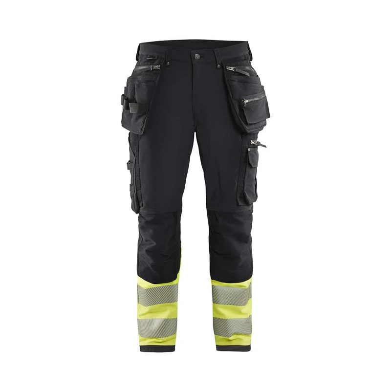 Blaklader 199316429933D100 Hi-Vis 4-Way Stretch Trousers, Black/Yellow, Size D100