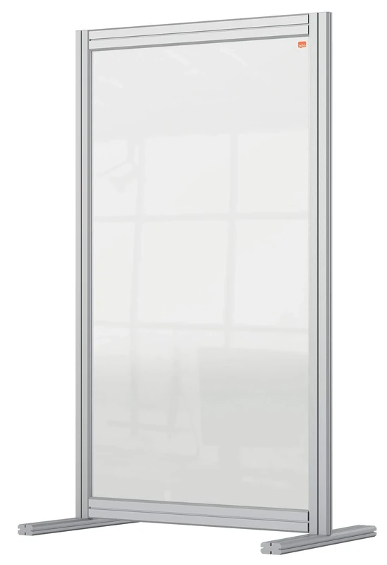 Nobo Clear Acrylic Desk Divider, 1.4 m High, Free Standing Screen System, Premium Plus, 600 x 1000 mm, 1915493