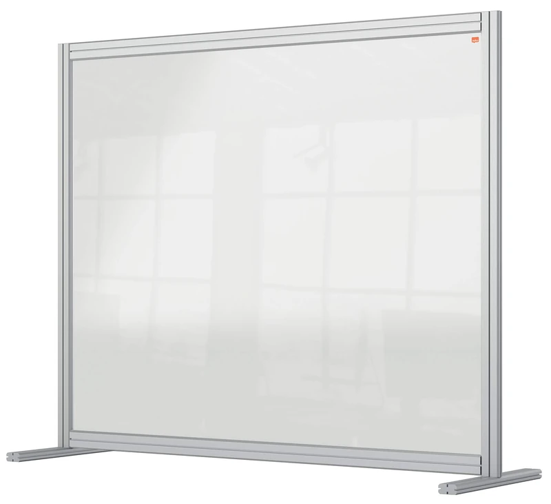Nobo Clear Acrylic Desk Divider, 1.4 m High, Free Standing Screen System, Premium Plus, 1200 x 1000 mm, 1915491