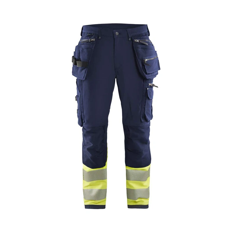 Blaklader 199316428933C58 Hi-Vis 4-Way Stretch Trousers, Navy/Yellow, Size C58