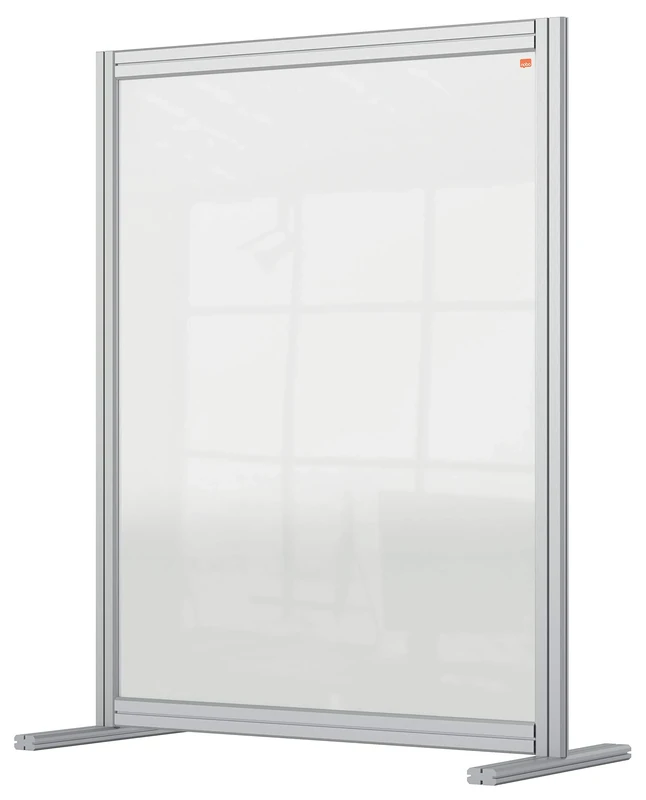 Nobo Clear Acrylic Desk Divider, 1.4 m High, Free Standing Screen System, Premium Plus, 800 x 1000 mm, 1915492