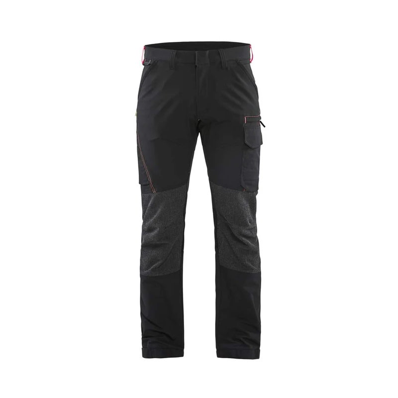 Blaklader 142216459956C48 4-Way Stretch Service Work Trousers, Black/Red, Size C48