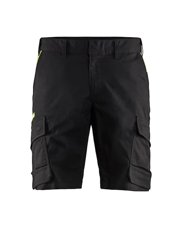 Blaklader 144618329933C56 Industrial Stretch Shorts, Black/Yellow, Size C56