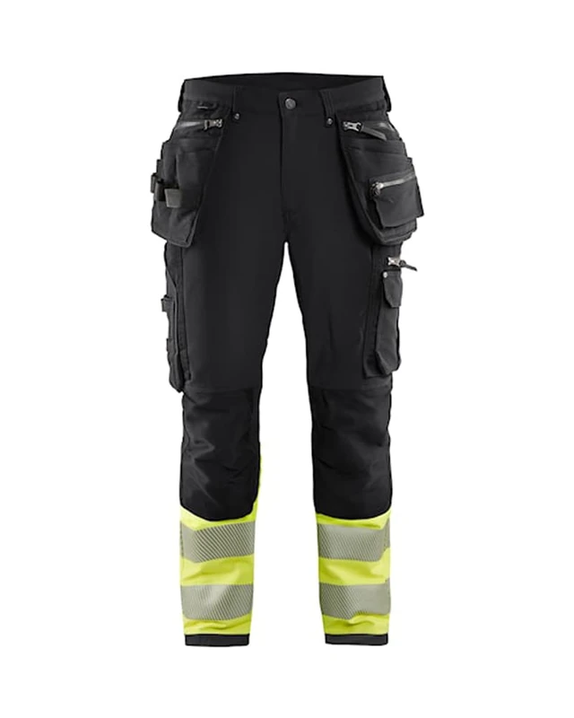 Blaklader 199316429933D116 Hi-Vis 4-Way Stretch Trousers, Black/Yellow, Size D116