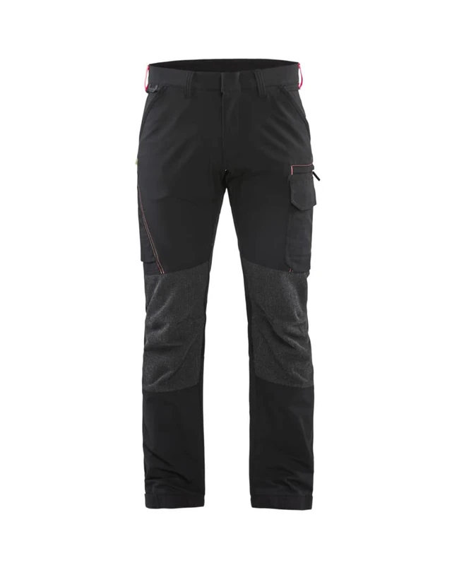Blaklader 142216459956D120 4-Way Stretch Service Work Trousers, Black/Red, Size D120