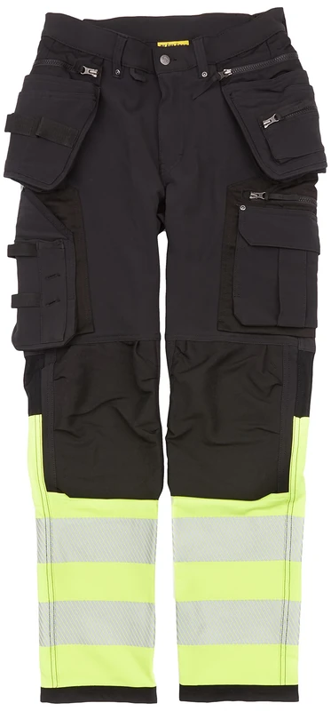 Blaklader 199316429933D120 Hi-Vis 4-Way Stretch Trousers, Black/Yellow, Size D120