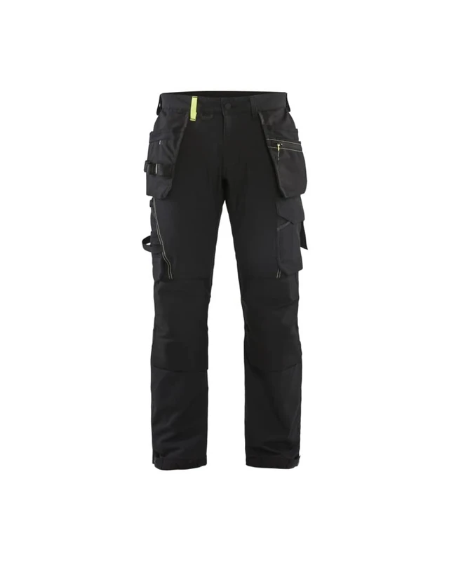 Blaklader 152216459933C148 4-Way Stretch Craftsman's Work Trousers, Black/Yellow, Size C148
