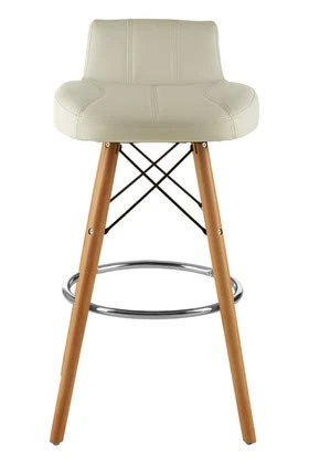 Premier Housewares Bar Stool, Counter Height Stools For Kitchen, Wood & Leather, w48 x d45 x h88cm - White