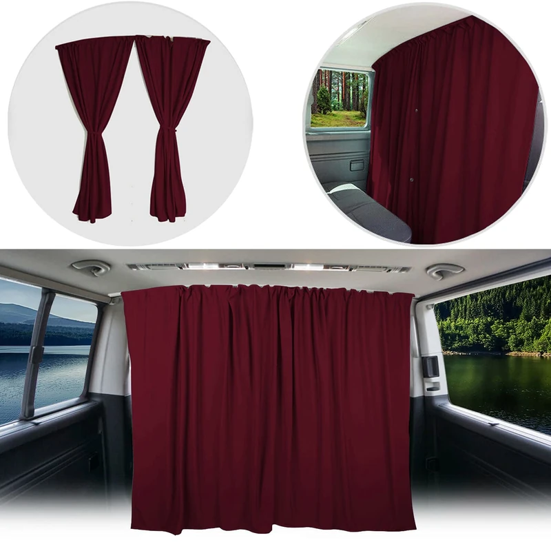 BREMER SITZBEZÜGE Partition Driver's Cab Sun Protection Driver's Cab Curtains Compatible with Fiat Doblo 2 from 2010-2014 Wine Red Camping Motorhome Accessories