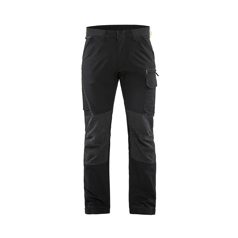 Blaklader 142216459933C152 4-Way Stretch Service Work Trousers, Black/Yellow, Size C152