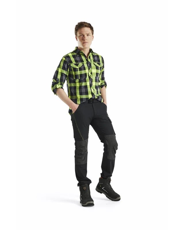 Blaklader 142216459933C48 4-Way Stretch Service Work Trousers, Black/Yellow, Size C48