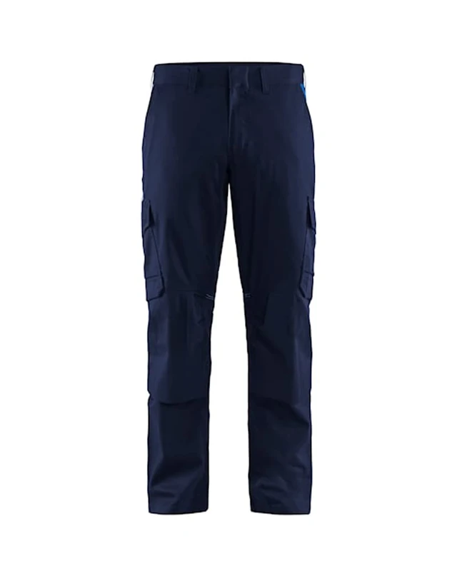 Blaklader 144818328985D128 Industrial Stretch Work Trousers with Knee Pad Pockets, Navy/Cornflower Size D128