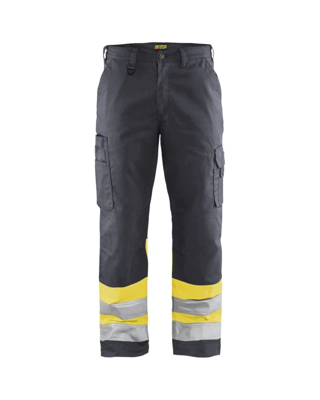 Blaklader 156418119633D84 High Vis Work Trousers Medium Grey/High Vis Yellow D84