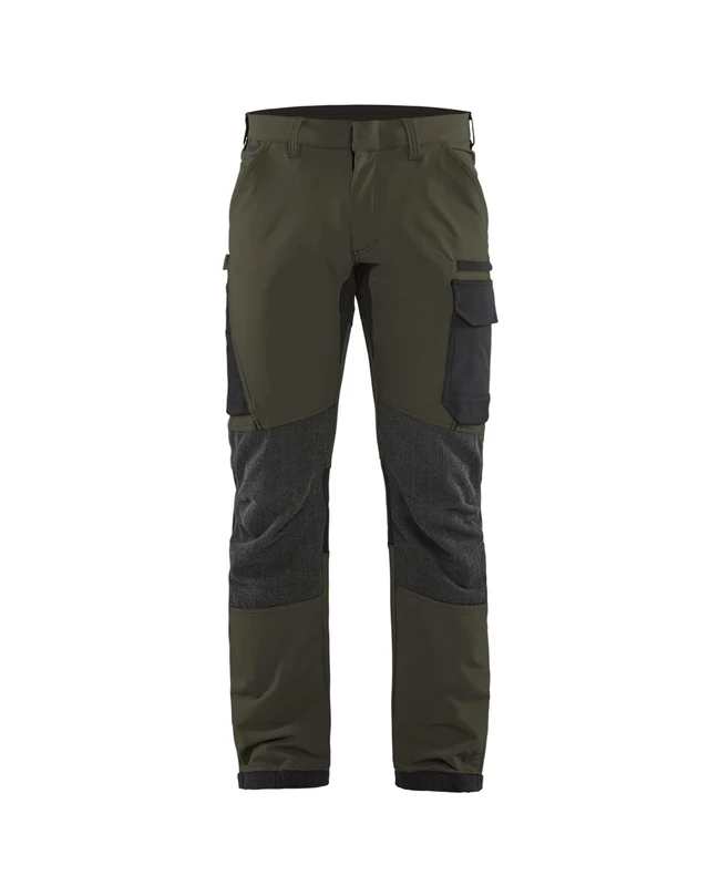Blaklader 142216454599C150 4-Way Stretch Service Work Trousers, Dark Olive Green/Black, Size C150