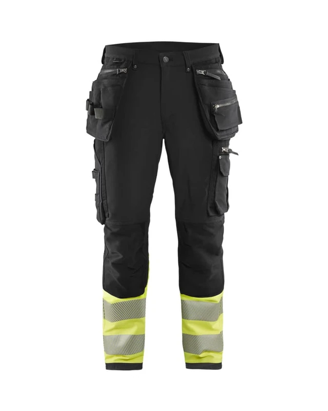 Blaklader 199316429933D112 Hi-Vis 4-Way Stretch Trousers, Black/Yellow, Size D112
