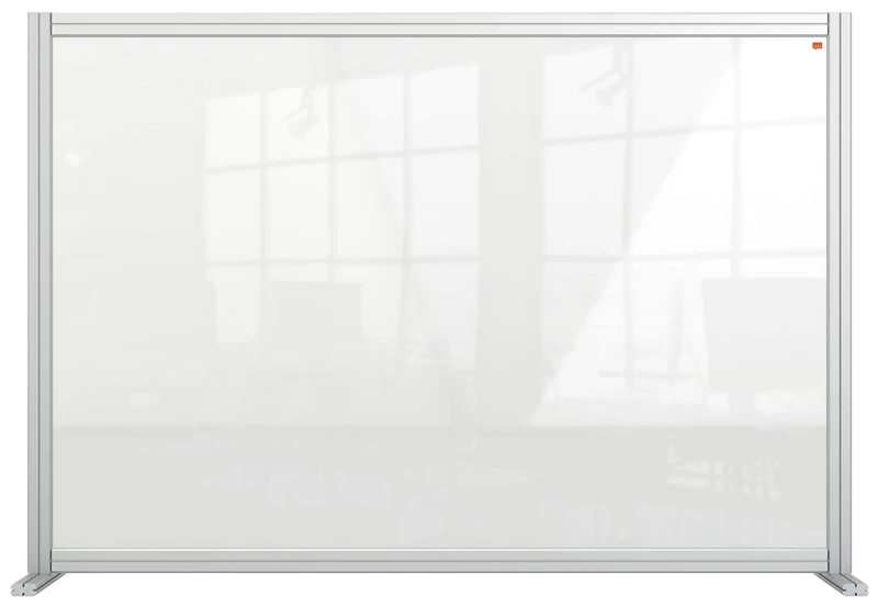 Nobo Clear Acrylic Desk Divider, 1.4 m High, Free Standing Screen System, Premium Plus, 1400 x 1000 mm, 1915490