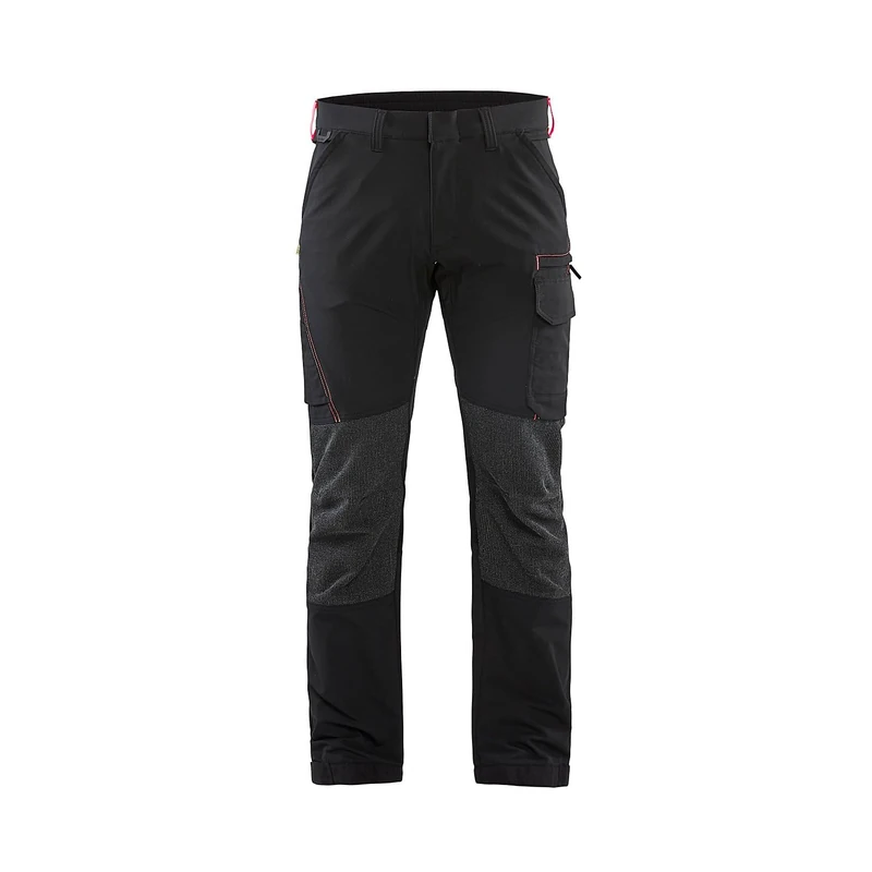 Blaklader 142216459956D116 4-Way Stretch Service Work Trousers, Black/Red, Size D116