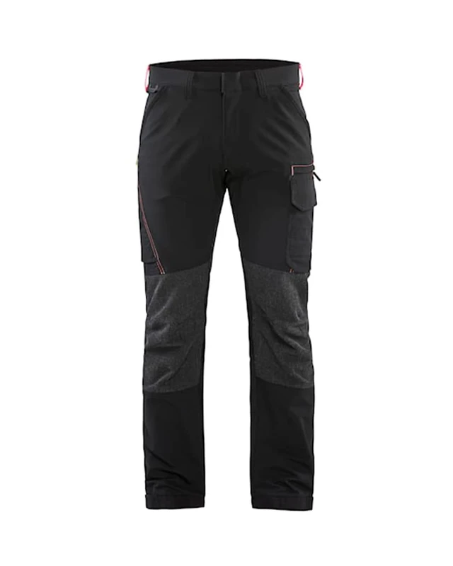 Blaklader 142216459956D108 4-Way Stretch Service Work Trousers, Black/Red, Size D108