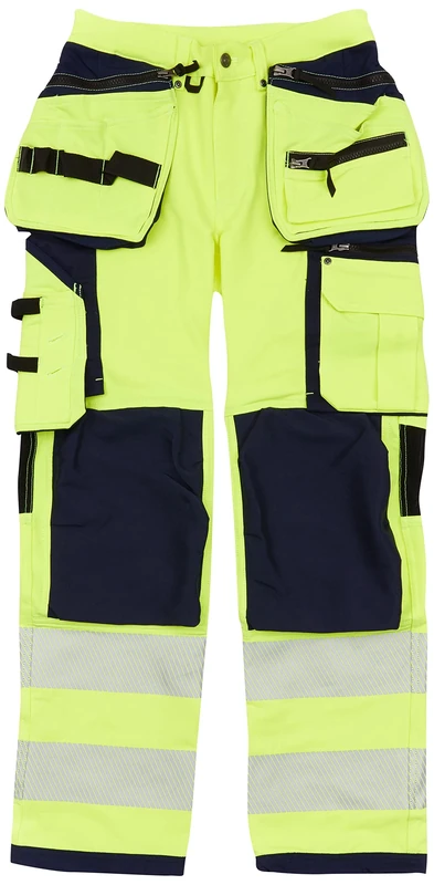 Blaklader 199716423389D84 4-Way Stretch High Visibility Trousers, Yellow/Navy, Size D84