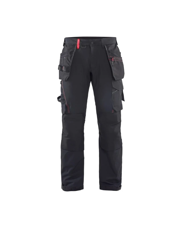 Blaklader 152216459956D120 4-Way Stretch Craftsman's Work Trousers, Black/Red, Size D120