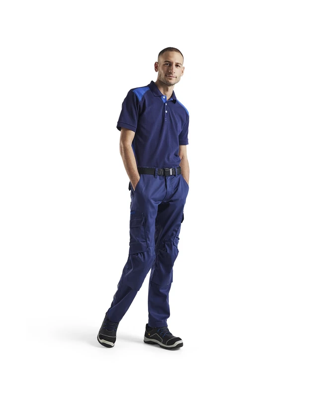 Blaklader 144818328985C48 Industrial Stretch Work Trousers with Knee Pad Pockets, Navy/Cornflower Size C48