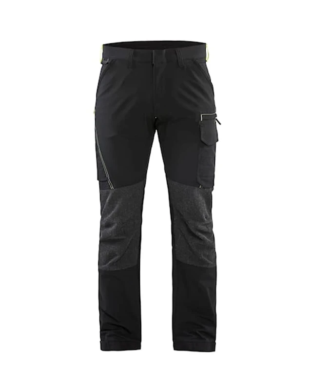 Blaklader 142216459933D96 4-Way Stretch Service Work Trousers, Black/Yellow, Size D96