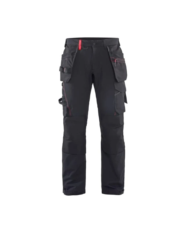 Blaklader 152216459956C146 4-Way Stretch Craftsman's Work Trousers, Black/Red, Size C146
