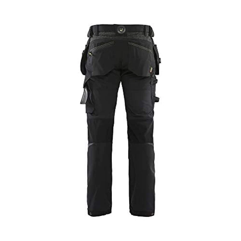 Blaklader 152216459933D120 4-Way Stretch Craftsman's Work Trousers, Black/Yellow, Size D120