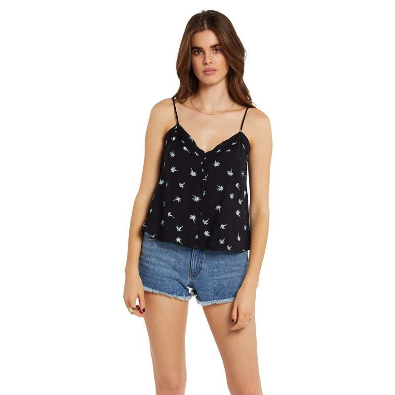 Volcom Coco Hey Bud Cami Top, Women, womens, Top, B0432003, Black, Combination, M