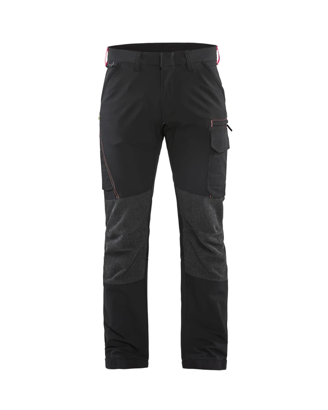Blaklader 142216459956C148 4-Way Stretch Service Work Trousers, Black/Red, Size C148