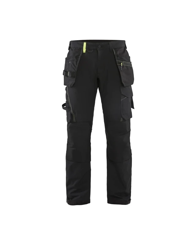 Blaklader 152216459933C156 4-Way Stretch Craftsman's Work Trousers, Black/Yellow, Size C156