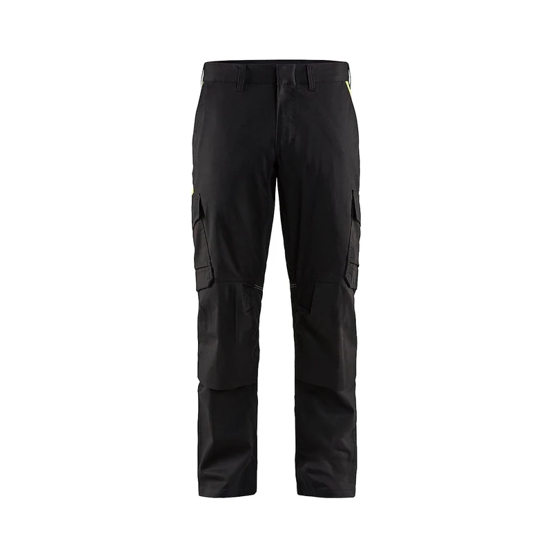 Blaklader 144818329933C158 Industrial Stretch Work Trousers with Knee Pad Pockets, Black/Yellow, Size C158