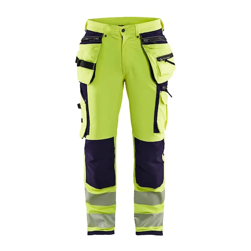 Blaklader 199316428933D92 Hi-Vis 4-Way Stretch Trousers, Navy/Yellow, Size D92