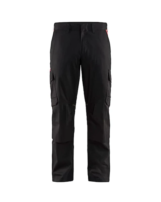 Blaklader 144818329956D104 Industrial Stretch Work Trousers with Knee Pad Pockets, Black/Red, Size D104