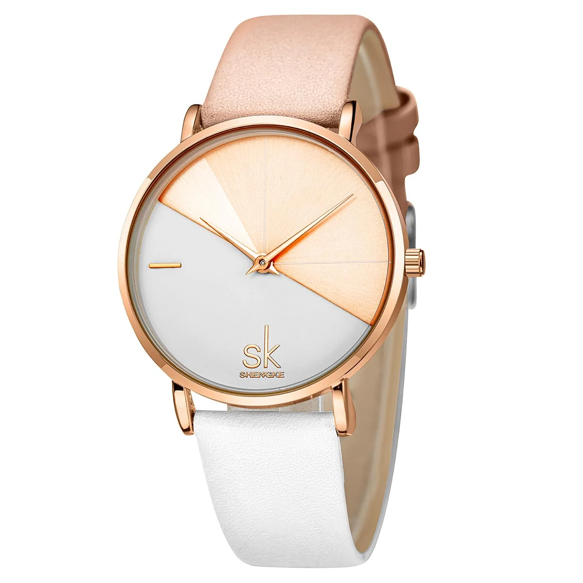 SHENGKE Classic Simplicity Women Watch Genuine Leather Strap Elegant Women Watches Ladies Wristwatch(White-Marble)