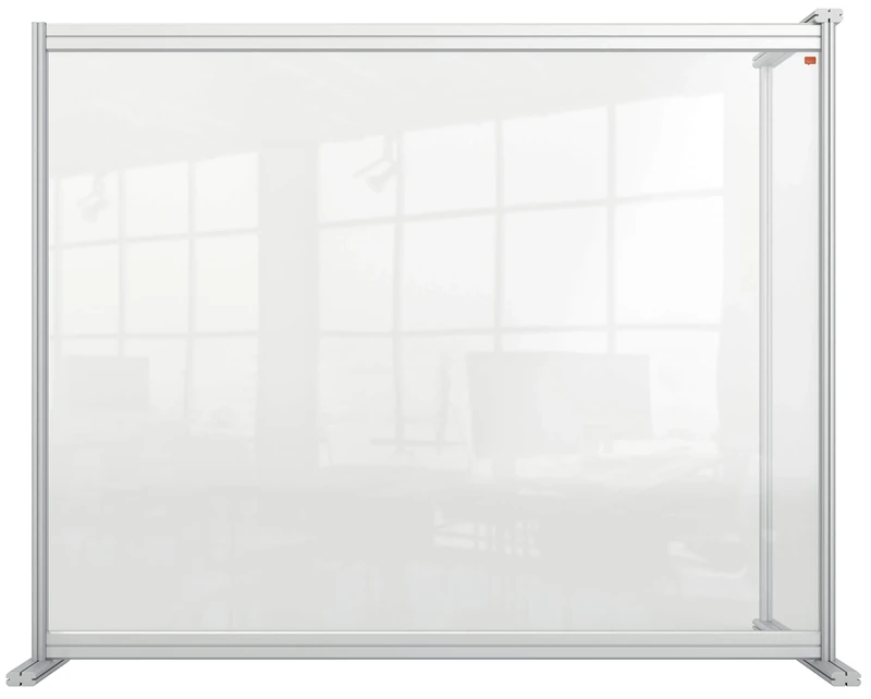 Nobo Clear Acrylic Desk Divider, 1.4 m High, Free Standing Screen System, Premium Plus, 1200 x 1000 mm, 1915496