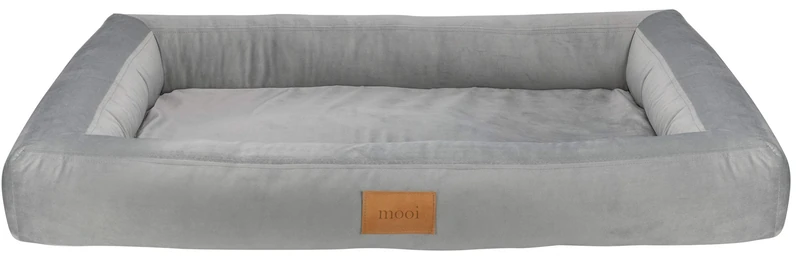 MOOI Simple Blue Cuddly Velour Dog Bed with 100% Polyurethane Foam Filling Machine Washable at 30 °C Available in 3 Sizes Grey 80 x 120 x 14 cm