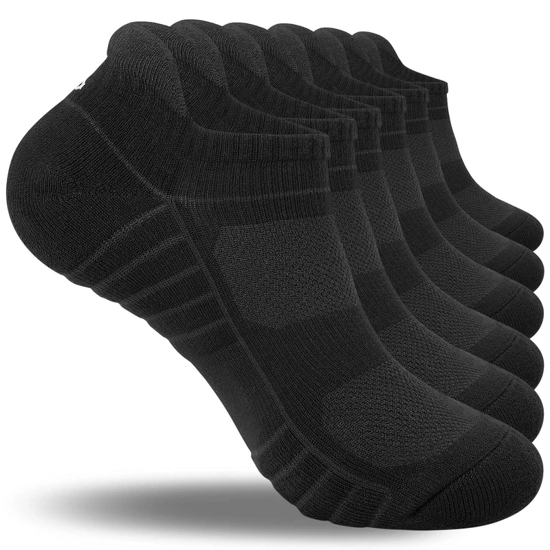 coskefy Running Socks Thick Cushion Ankle Anti-Blister Cotton Trainer Short Athletic Sports Socks for Men Women 6 Pairs