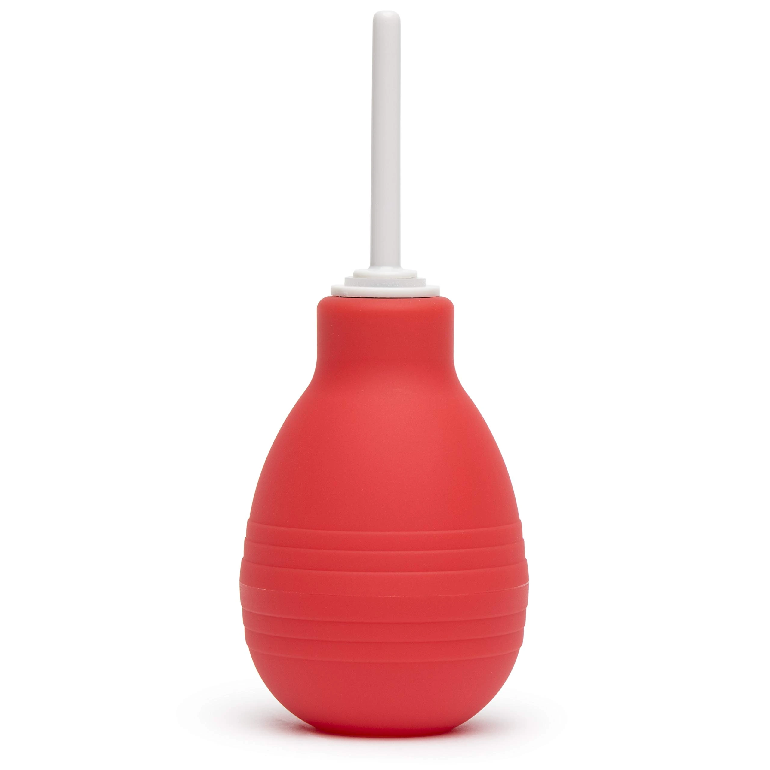 Lovehoney Red Anal Douche Enema Bulb with Slim Nozzle - 225ml - 2.5 inch