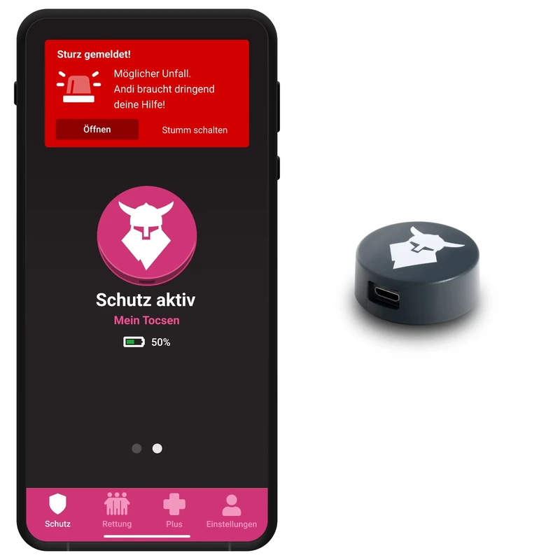 uvex Tocsen Crash Sensor - for Cycling-, ski-, and Riding Helmets - Rechargeable - Grau - One Size