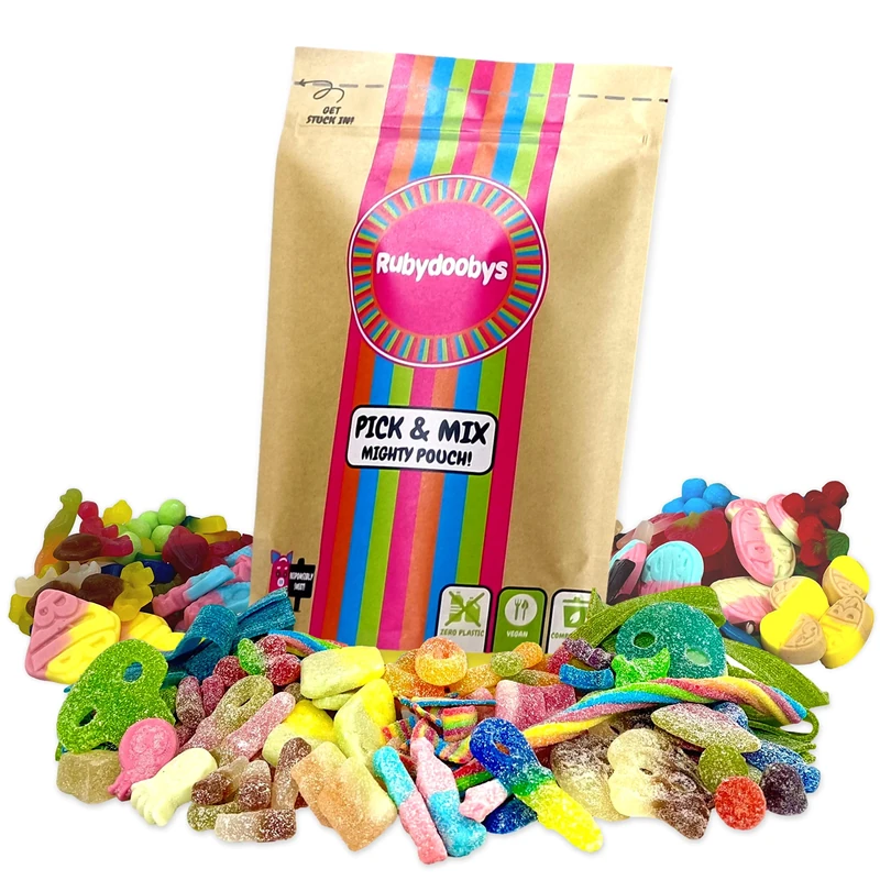Rubydoobys Vegan Sweets Pouch - Huge Variety of Quality Vegan and Vegetarian Friendly Pick & Mix Sweets in Eco Packaging