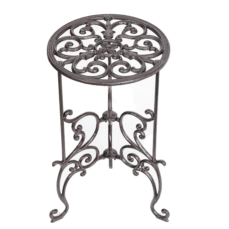 Sungmor Heavy Duty Cast Iron Potted Plant Stand,19.3-Inch 1 Tier Metal Planter Rack,Decorative Flowerpot Holder,Vintage & Rustic Style Indoor Outdoor Garden Pots Container Supports