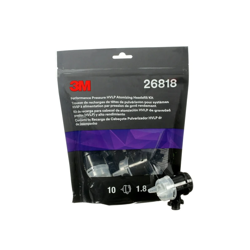 3M Performance Pressure HVLP Atomizing Head Refill Kit, 26818, Size 1.8, Clear, For use with 3M Performance Industrial Spray Gun, 10 pack