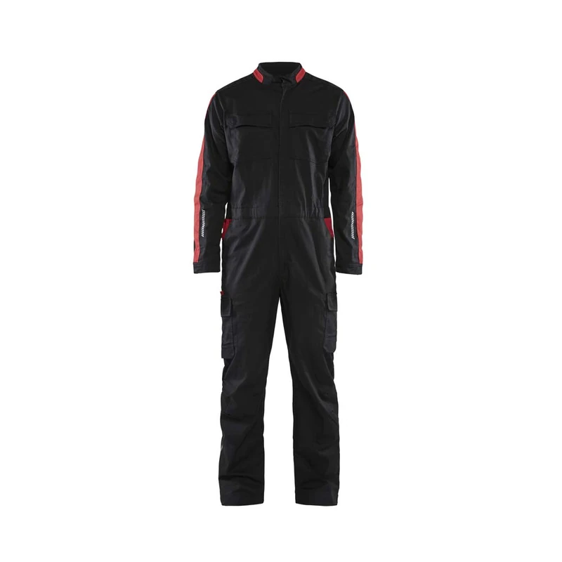 Blaklader 614418329956C62 Stretch Industrial Overall, Black/Red, Size C62