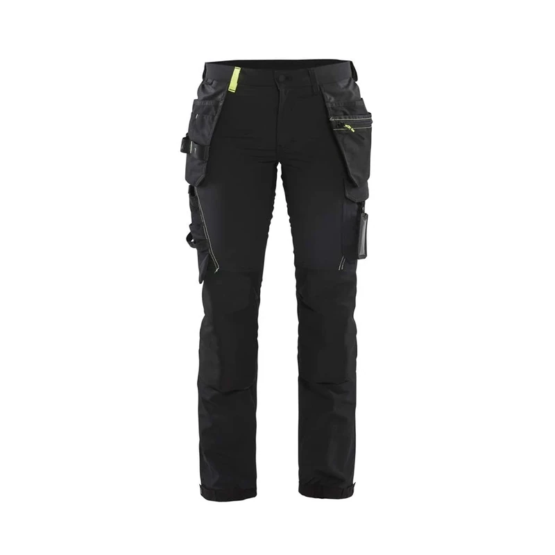 Blakläder 719216459933C32 Women's 4-Way Stretch Craftsman Work Trousers, Black/Yellow, Size C32