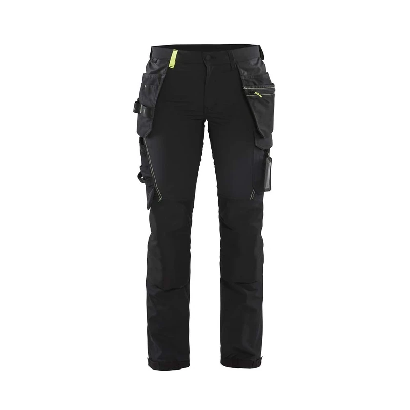 Blakläder 719216459933C42 Women's 4-Way Stretch Craftsman Work Trousers, Black/Yellow, Size C42