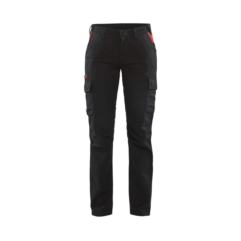 Blaklader 714418329956D22 Women's Industrial Trouser Stretch, Black/Red, Size D22