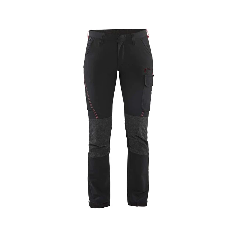Blaklader 712216459956C50 Women's 4-Way Stretch Service Trousers, Black/Red, Size C50