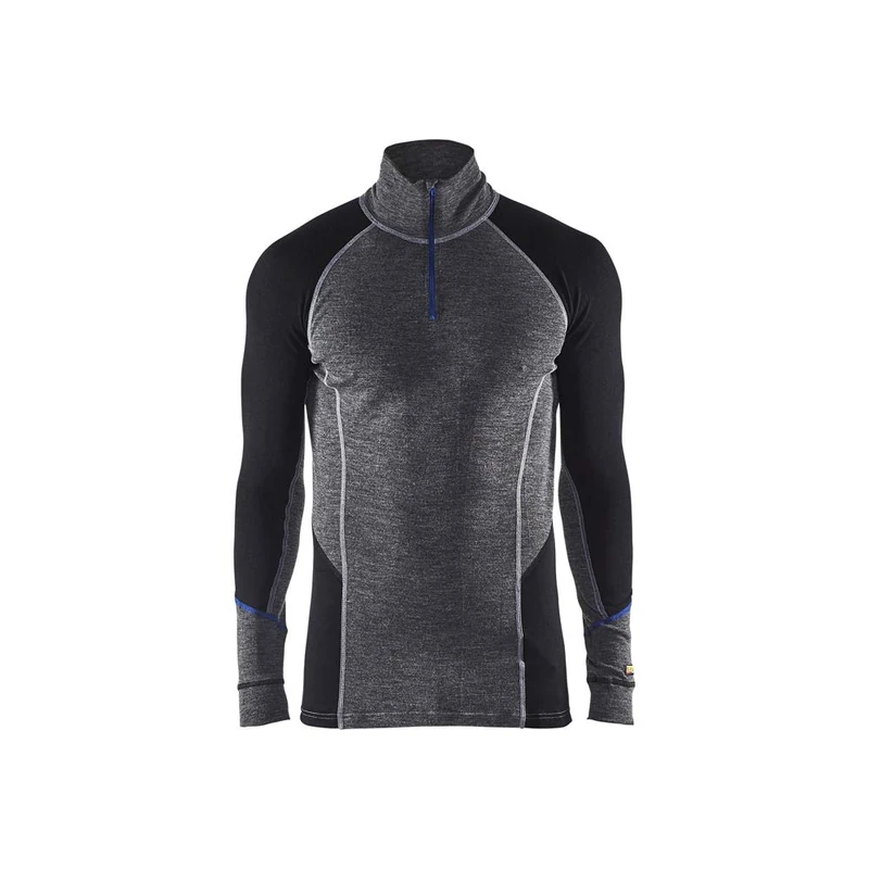 Blaklader 4899173296995XL Warm Zip-Collar Undershirt, 100% Merino, Medium Grey/Black, Size 5XL