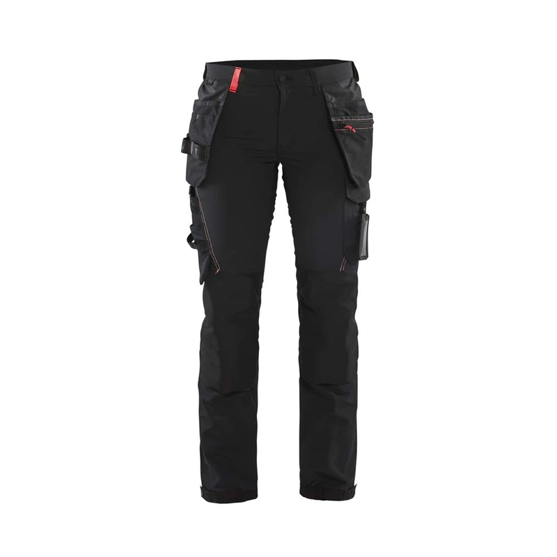 Blakläder 719216459956D22 Women's 4-Way Stretch Craftsman Work Trousers, Black/Red, Size D22